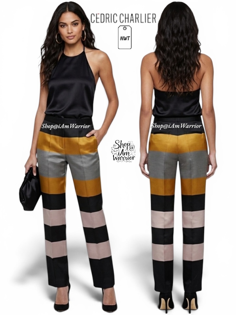 Cédric Charlier NWT Bayadere Stripe Silk Blend Tapered Trousers *shop@iamwarrior
